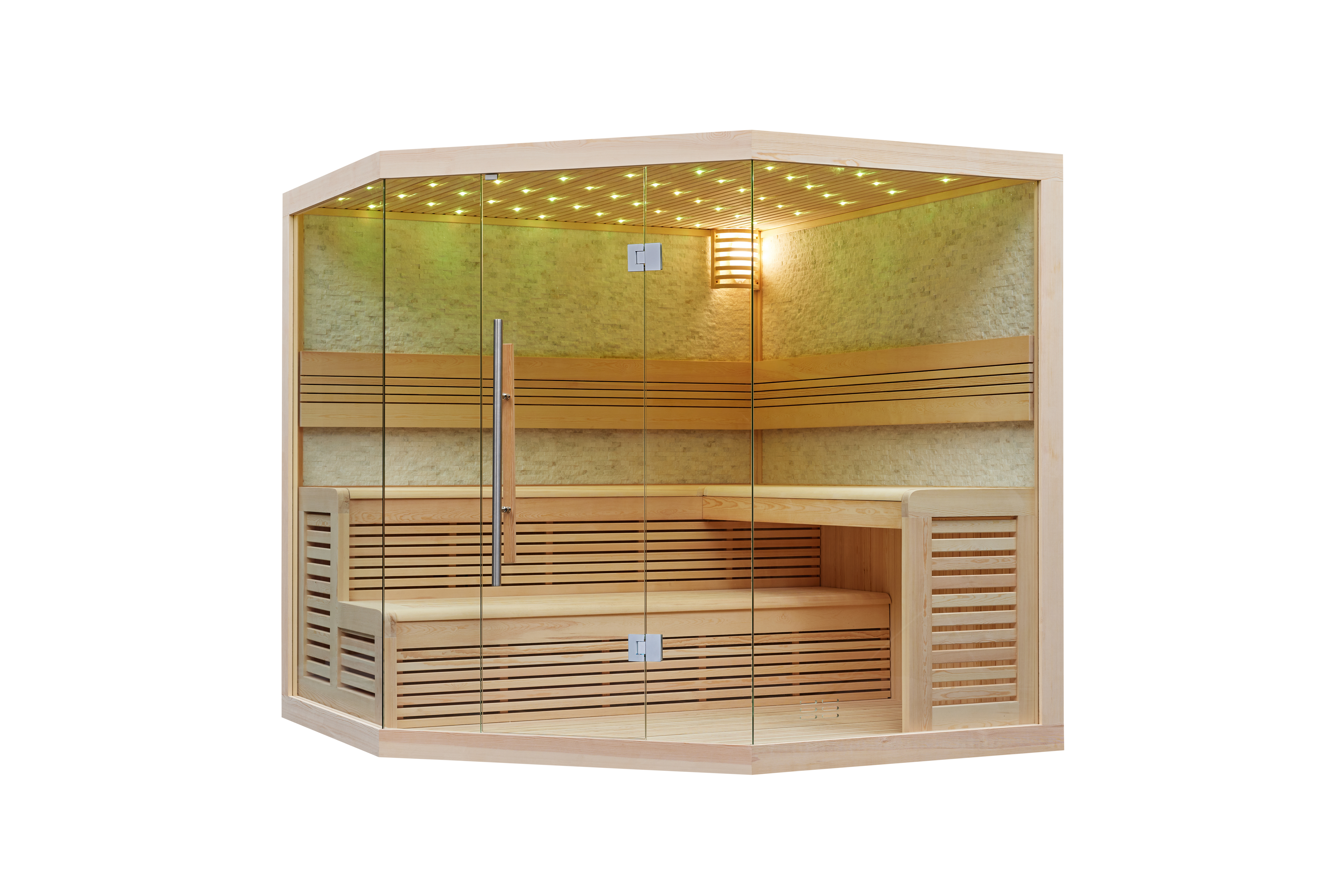 LuBoss E1101 Design-Sauna aus Pinienholz – 5-Eck Premium-Sauna in 3 Größen