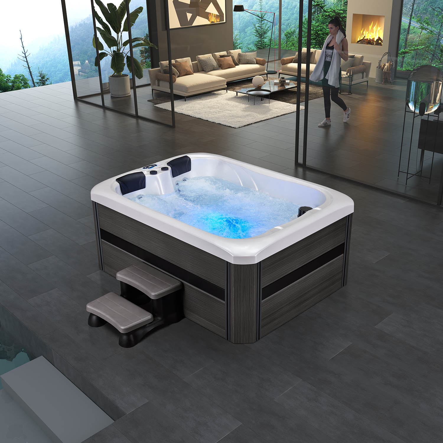 LuBoss Outdoor Whirlpool Modell LuBoss-696S Premium 215x155x90 cm LxBxH