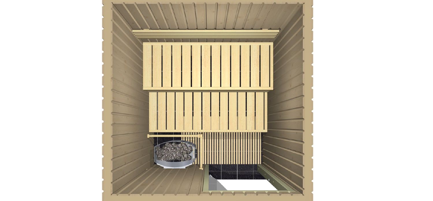 Saunakabine Harvia S1515 Variante 150x150x204cm LxBxH mit oder ohne Ofen