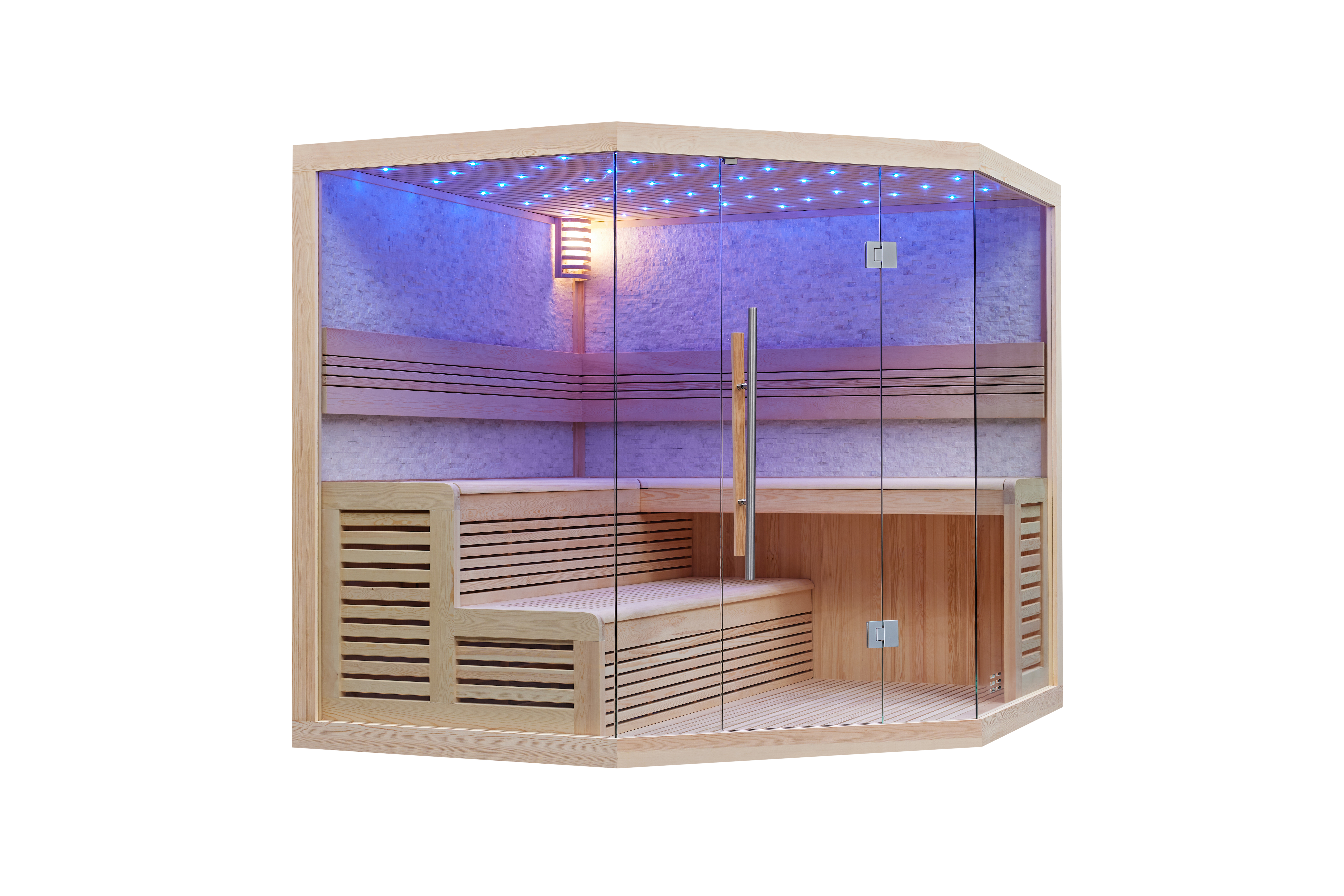 LuBoss E1101 Design-Sauna aus Pinienholz – 5-Eck Premium-Sauna in 3 Größen