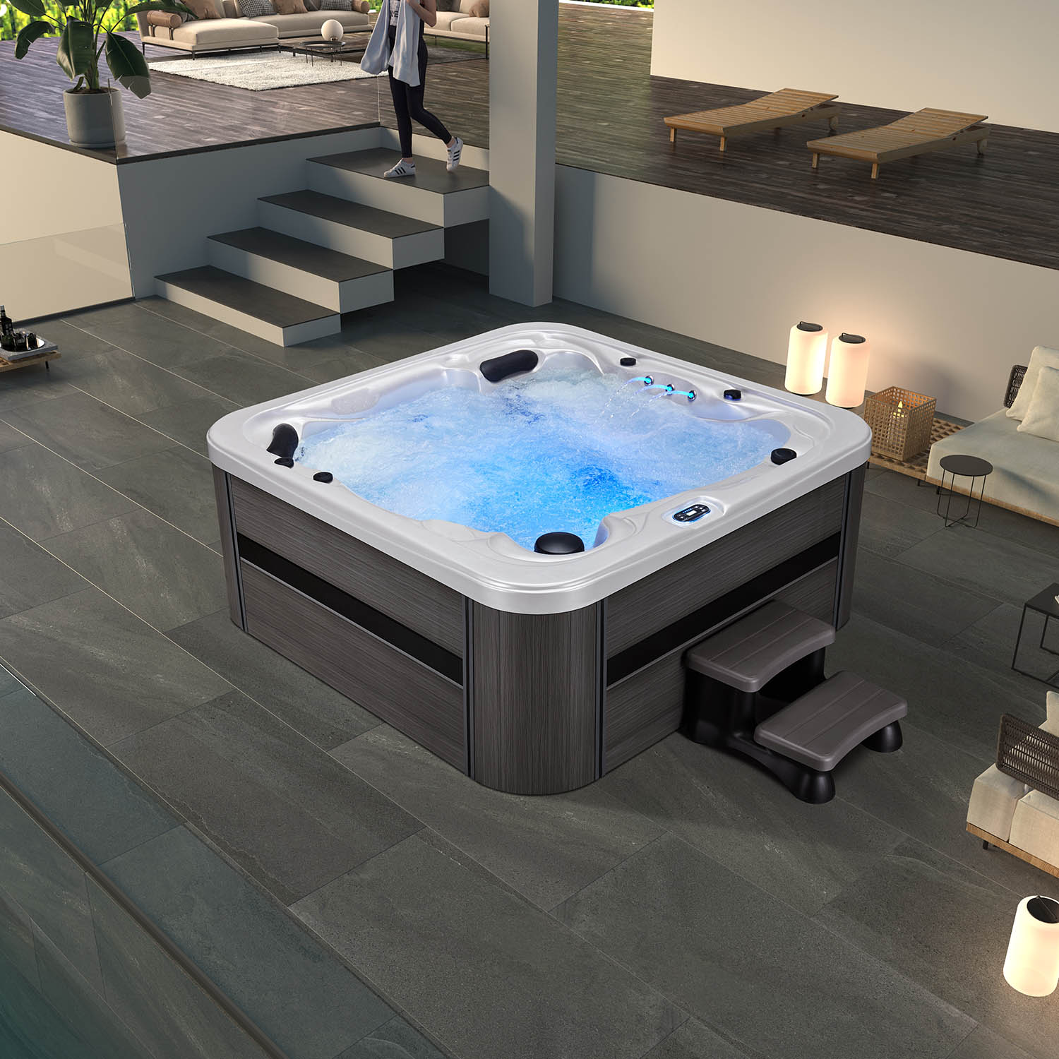 LuBoss Outdoor Whirlpool Modell LuBoss-596S Premium 220x220x90 cm LxBxH 