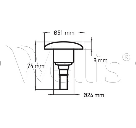 Wellis Düseneinsatz 2" 1 Loch hellgrau V1