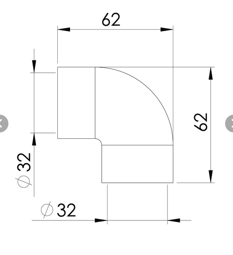 Wellis Verbindungsmuffe 90° Bogen DN 32mm