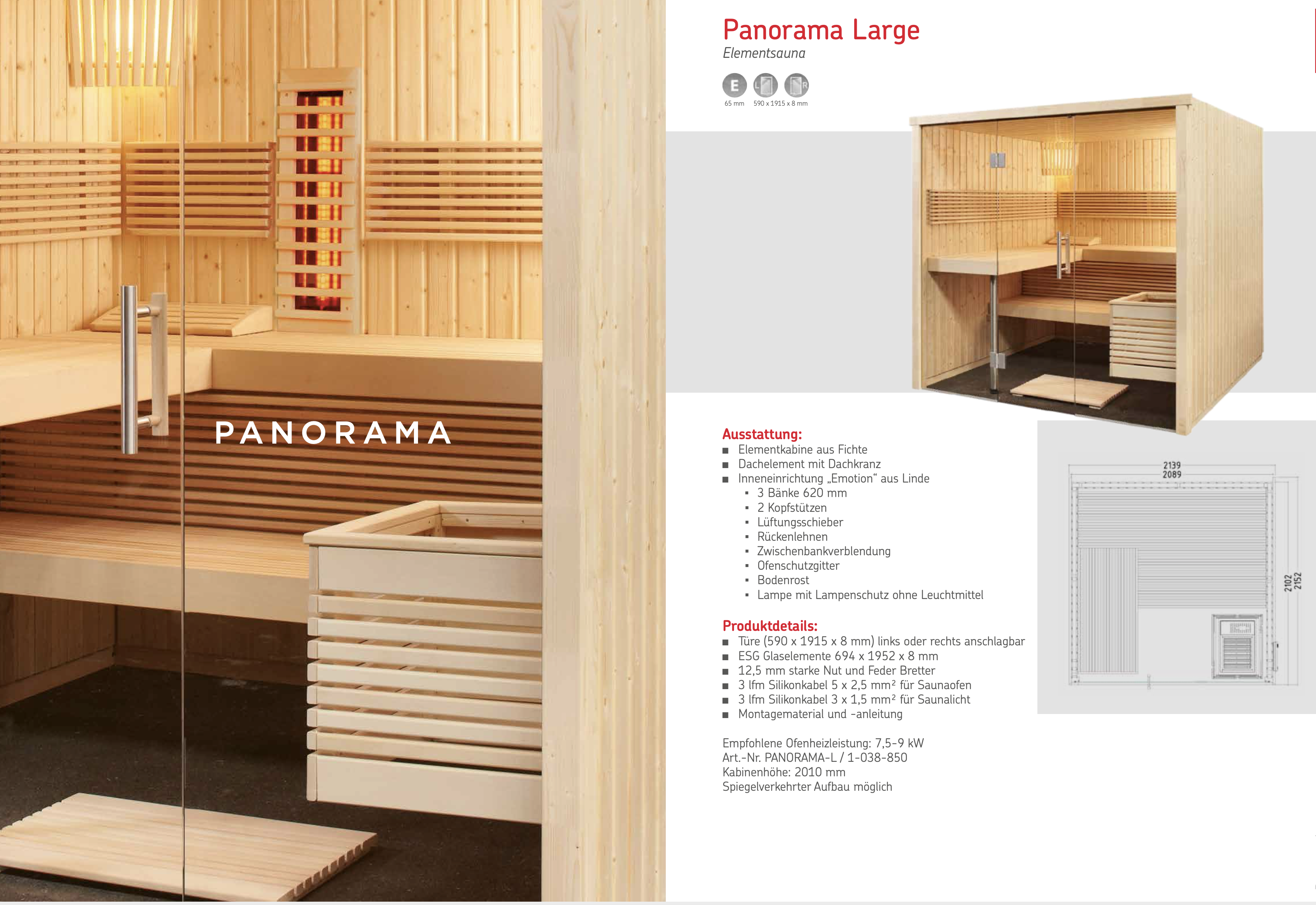 Saunakabine Harvia Panorama Large 214x210x201cm BxTxH