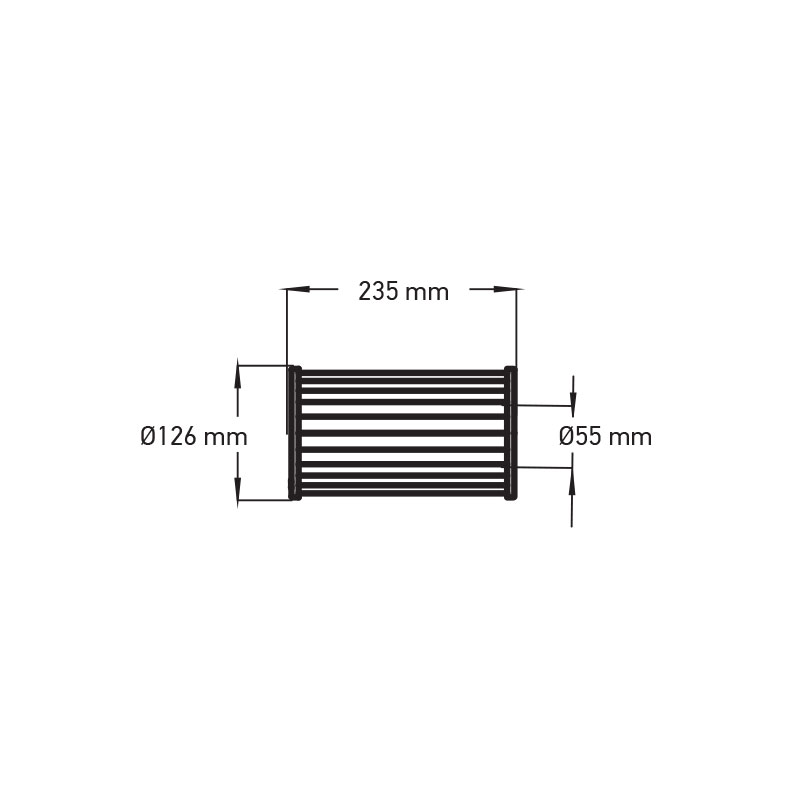 Wellis Filter 23,5x12,6cm Durchmesser 5,5cm innen ohne Gewinde