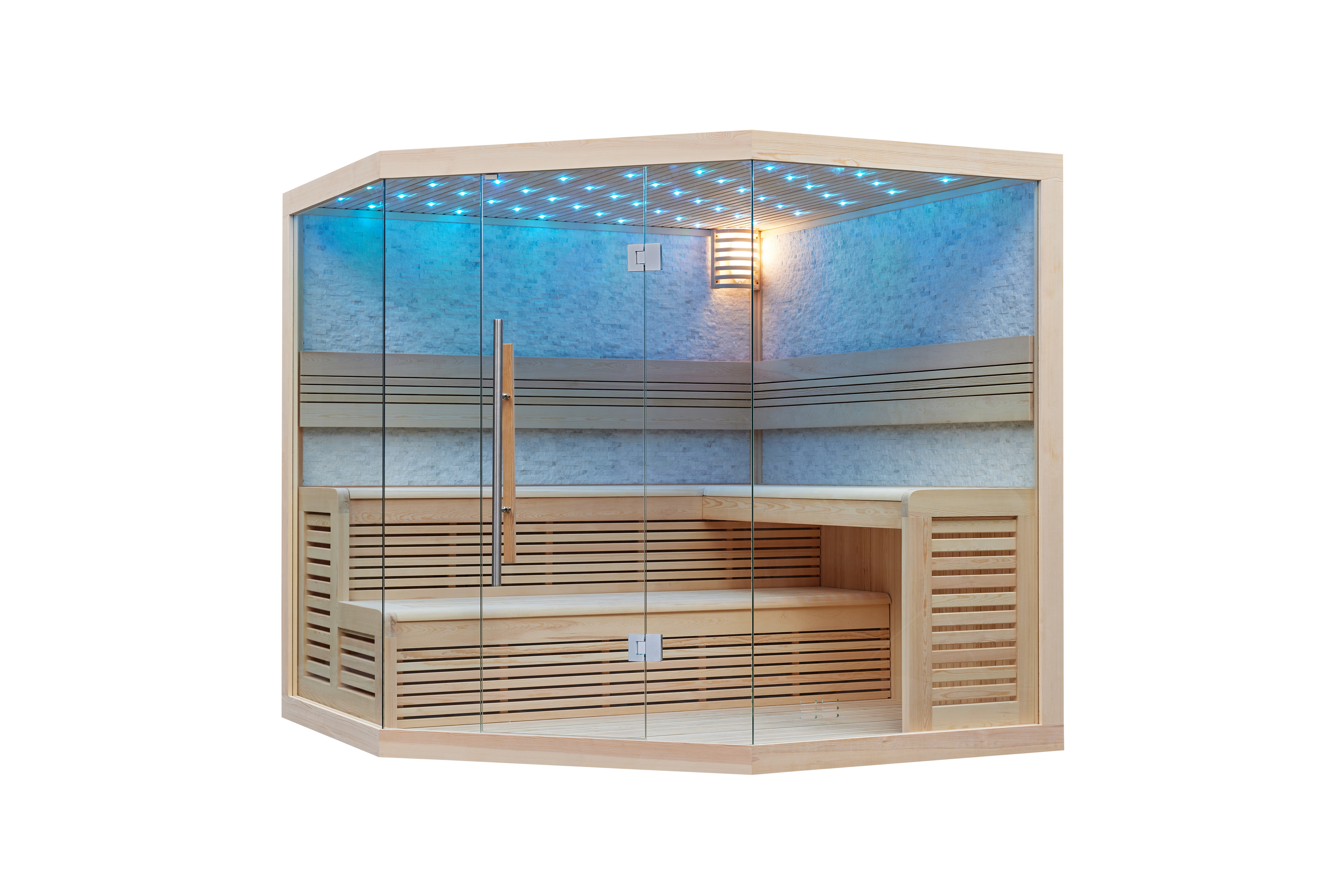 LuBoss E1101 Design-Sauna aus Pinienholz – 5-Eck Premium-Sauna in 3 Größen